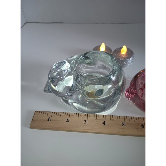 Glass Bunny & Sleeping Cat Votive Candle Holders - Picture 6 of 12